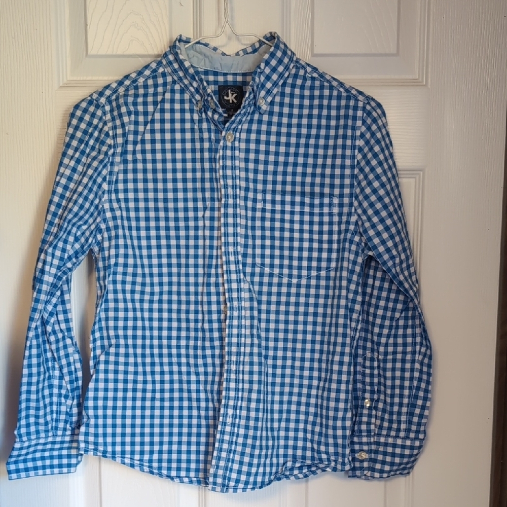 Blue Gingham Casual Button Down Shirt